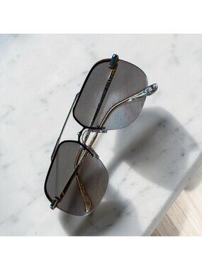 AIRE Rimless Shield Sunglasses Gold Frame Gradient Lens Minimalist Y2K UV